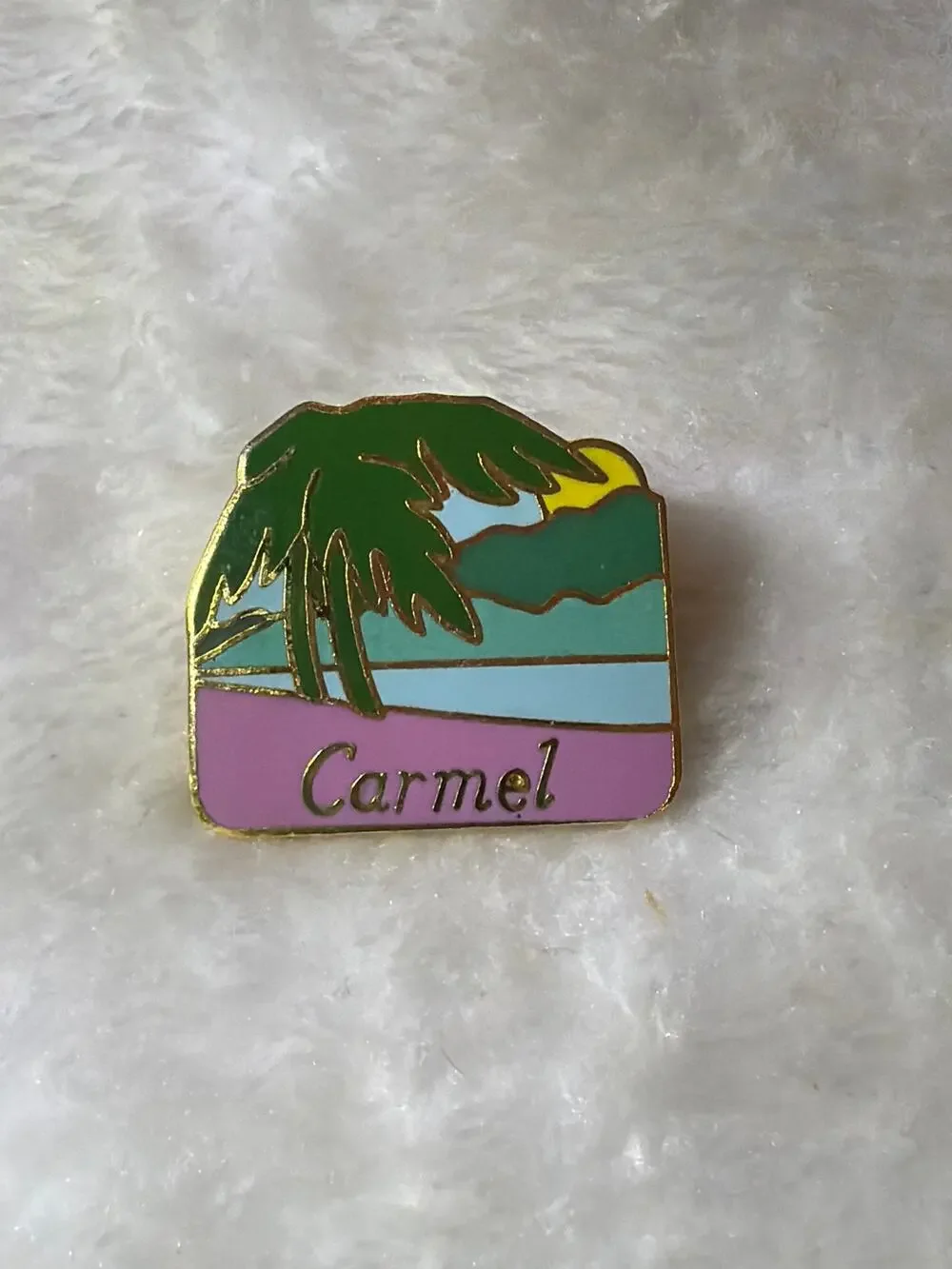 Vintage Carmel California Scenic Enamel Souvenir Pin Brooch Pinnacle Designs